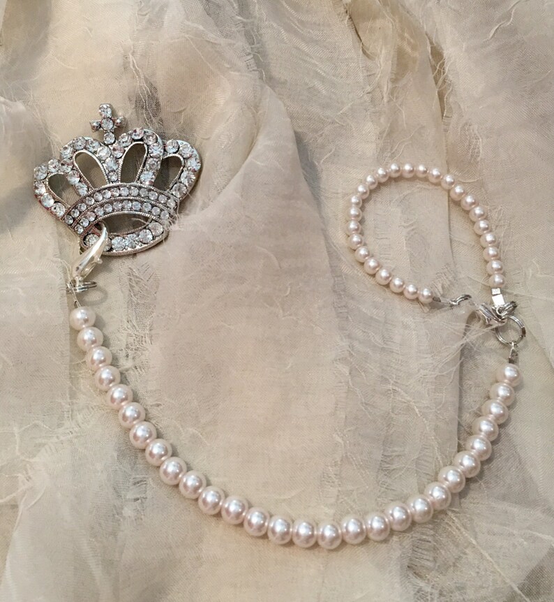 Crystal Crown Pink Pearl Pacifier Clip Etsy