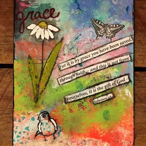 Collage art, mixed media,  original, titled &quot;Grace&quot;