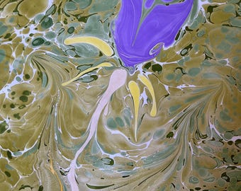 Marbled paper  Sheet #611 -flower
