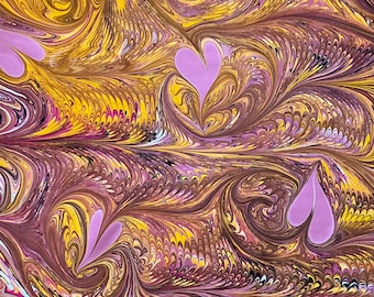 Marbled paper  Sheet #541 hearts