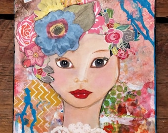 Collage art, mixed media,  original , titled "Beautify"