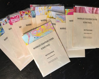 Marbled Paper scrap packs,marble paper,handmade paper