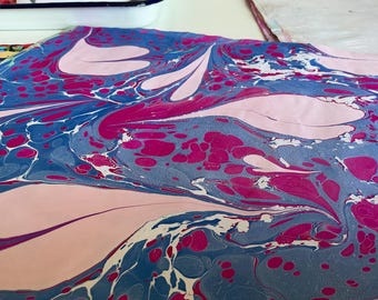 Marbled paper  Sheet #623 hearts