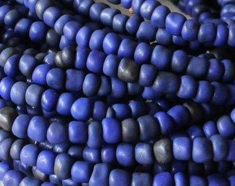 Rustic Indonesian Seed Beads - Large Seed Beads - Matte Seed Beads - Indonesian Glass Beads - Boho Seed Beads - Blue
