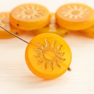 22mm Table Cut Sun Coin Beads - Czech Glass Beads For Jewelry Making - Czech Glass Coin - 22mm Coin Beads - Sunshine Yellow -  1 Bead