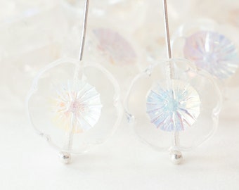 Cuentas de flores de 14 mm - Cuentas de vidrio checo - Cristal hawaiano con un baño AB brillante - 10 cuentas