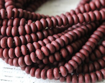 4mm Rondelle Beads - 4mm Spacer Beads - Disk Beads - Jewelry Making Supply - Opaque Matte Chocolate Brown