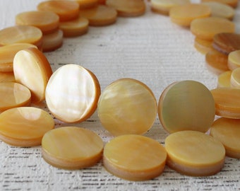 Natural Mother Of Pearl Coin Beads -  Shell Beads For Jewelry Making - Jewelry Supplies - Shell Coin Beads - 16 Inch Strand