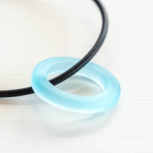 23mm Sea Glass Ring Beads - Cultured Sea Glass Beads - Jewelry Making Supply - Light Aqua - 23mm - Choose Amount