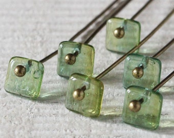 Square 10mm Crimson Tiles 6 - Czech Glass Bead