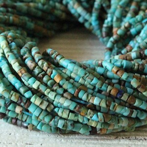 2mm Tiny Turquoise Tube Seed Beads Natural Turquoise Beads 2mm Gemstone Beads 15 inches image 1