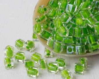 Square Beads 1.8mm Miyuki Square Beads SB18-2651 Fuchsia Lined Aqua 10 grams diy beads