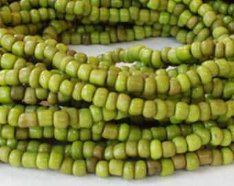 Rustic Indonesian Seed Beads For Jewelry Making - Matte Seed Beads - Indonesian Glass - Boho Seed Beads - Olive