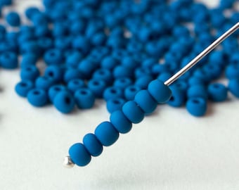 Size 6 Seed Beads - Matte Dark Slate Blue - Czech Glass Beads - Choose Amount