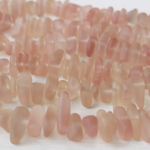 Sea Glass Beads For Jewelry Making - Beach Glass Pebbles - Recycled Glass Beads - Cultured Sea Glass - Lt Peach ~ 8 inches