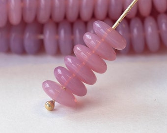 8mm Glass Rondelle - Czech Glass Beads - Opaline Pink Rose - 30