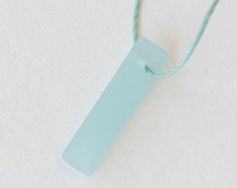 Sea Glass Beads Cultured Sea Glass Pendant Beads - 22mm Drilled Sea Glass Rectangle - Opaque Light Seafoam - 6 Pendants