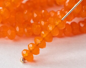 3x5mm Glass Rondelle - Czech Glass Beads For Jewelry Making - Orange Opaline - 5x3mm  (30 beads)