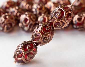 Handmade Glass Beads - Lampwork Beads - Czech Glass Beads For Jewelry Making - 17x14mm Oval Beads - Red - 2, 4 or 8