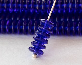 100 - Rondelle lisce da 6 mm - Perline di vetro ceche - Distanziatori - Blu cobalto - 50 o 100 pezzi
