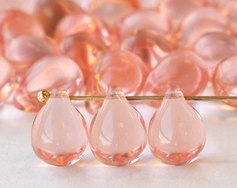 10x14mm Teardrop Beads - Jewelry Making Supply - Large Glass Teardrop - Pink Rosaline - Choose Amount