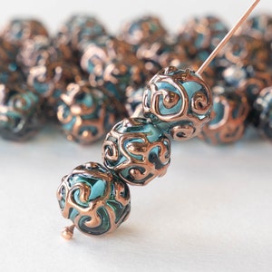 10mm Round Handmade Glass Lampwork Beads Czech Glass Beads 10mm Round Beads Aquamarine 2, 6 or 12 beads image 1