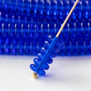 100 - 6mm Rondelle Beads - Czech Glass Beads - Royal Blue  - 100 Beads