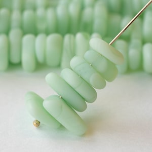 Cultured Sea Glass Beads - Beach Glass Pebbles -  Recycled Glass Beads - Opaque Light Mint Green ~ 8 inches