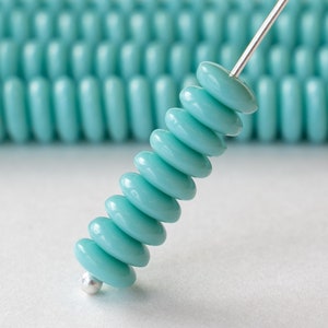 6mm Rondelle Beads - Czech Glass Beads For Jewelry Making - 6mm Saucer Beads -  Opaque Turquoise Glass Beads - 50 bead Strand