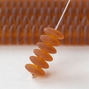 30 - 10mm Smooth Rondelle Beads - Czech Glass Beads - Disk Beads - Dark Amber Topaz - 30 beads