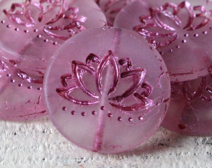 Lotus Flower Beads Lotus Flower Coin Beads Czech Glass Etsy