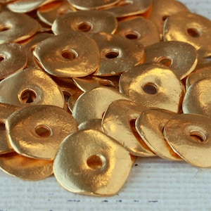 15mm Mykonos Beads - Antique Bronze Mykonos Casting Beads - Large Hole - Cornflake Disk Beads For Jewelry Making - Wavy Disk Bead