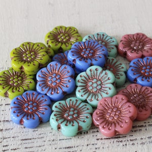 18mm Anemone Beads Czech Flower Beads For Jewelry Making Czech Glass Beads Opaque Anemone Copper Decor Choose Color image 1