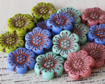 18mm Anemone Beads - Czech Flower Beads For Jewelry Making - Czech Glass Beads - Opaque Anemone  Copper Decor - Choose Color