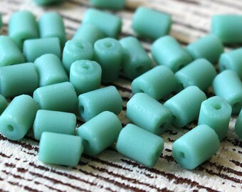 6mm Tube Beads - 6x4mm Recycled Glass Tube Beads - Jewelry Making Supply - Opaque Seafoam - 24 Inches