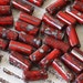 9mm Aged Picasso Tube Beads - Tribal Bohemian Bead - Czech Glass Beads - Wampum Beads - 20 or 60 Inches - Red Picasso