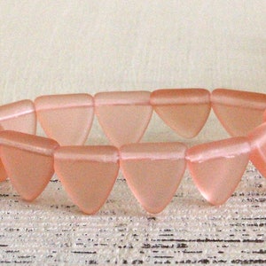 30 - 9mm, 12mm Triangle Drop Beads For Jewelry Making - Jewelry Supplies - Czech Glass Beads - Frosted Glass Beads - Rosaline Pink Matte