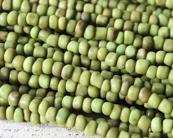 Indonesian Rustic Tribal Matte Seed Beads (~5mm) Moss Green Matte - 42 Inches