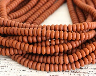 4mm Rondelle Beads - 4mm Spacer Beads - Disk Beads - Jewelry Making Supply - Opaque Matte Terra Cotta - 50 beads