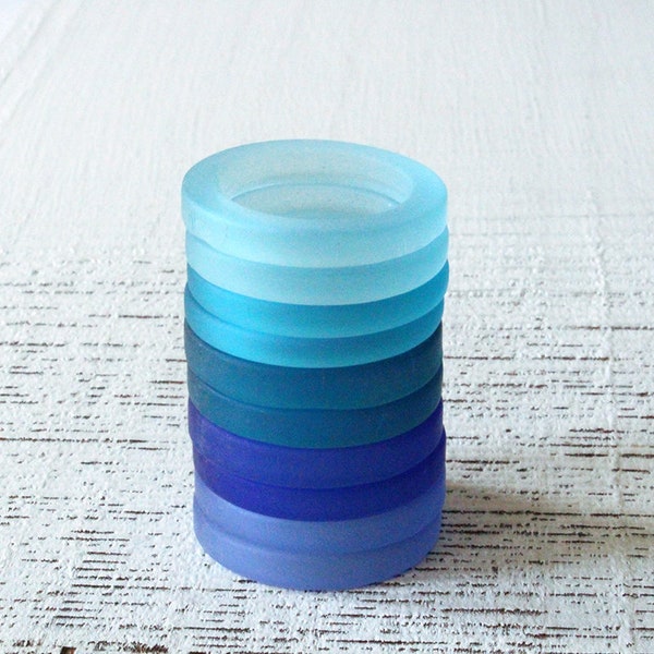 Sea Glass Rings - Sea Glass Beads For Jewelry Making Supply - Glass Rings - 27mm -Choose Color And Amount