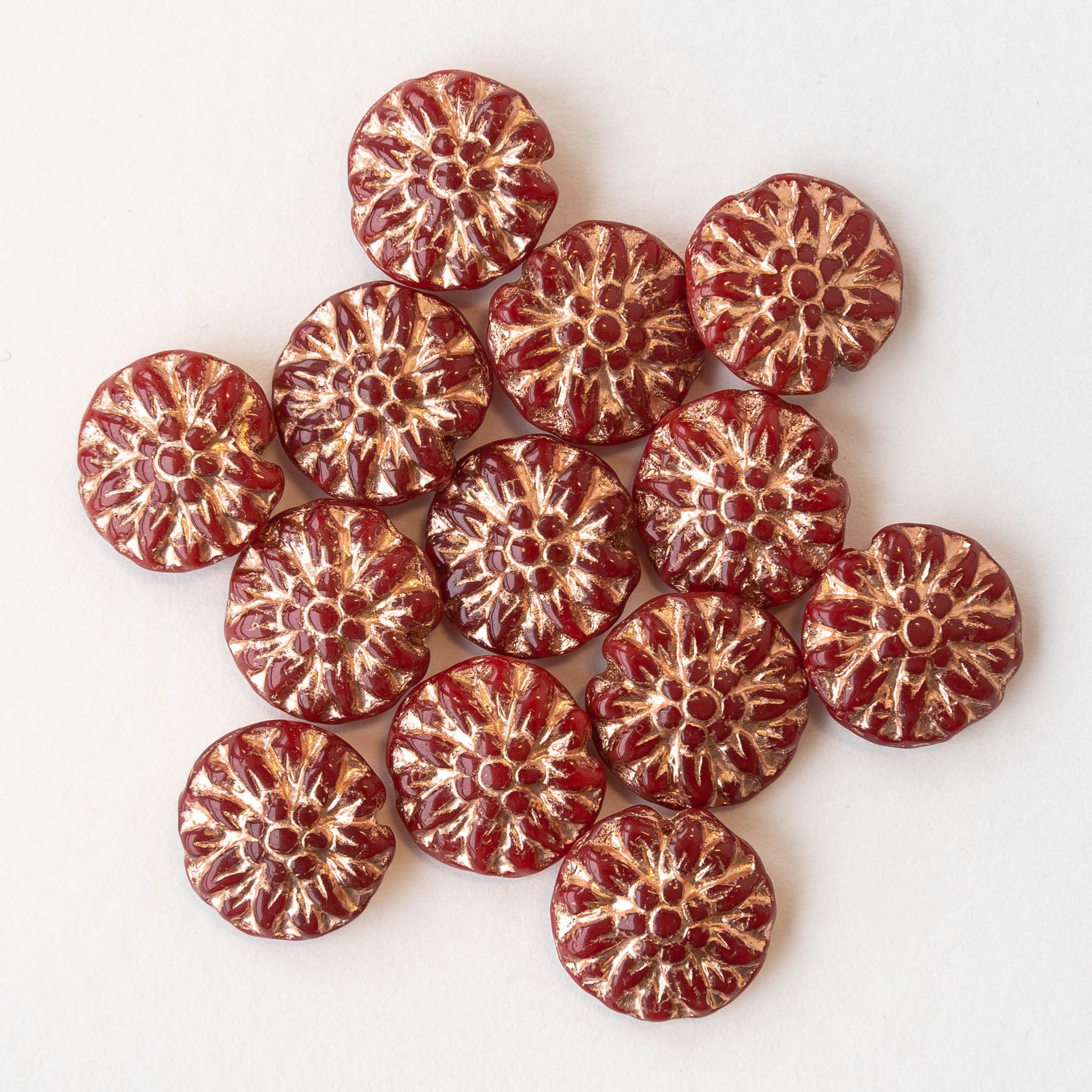 10 - 14mm Dahlia Flower Bead - Czech Glass Beads for Jewelry