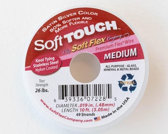 Soft Touch Beading Wire - .019 - Medium - Satin Silver Color - 10 Feet