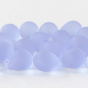 Grandes perles de verre en forme de larme 10 x 14 mm pour la fabrication de bijoux Perles de verre dépoli Lavande clair mat Quantité au choix Perles briolette lisses image 2