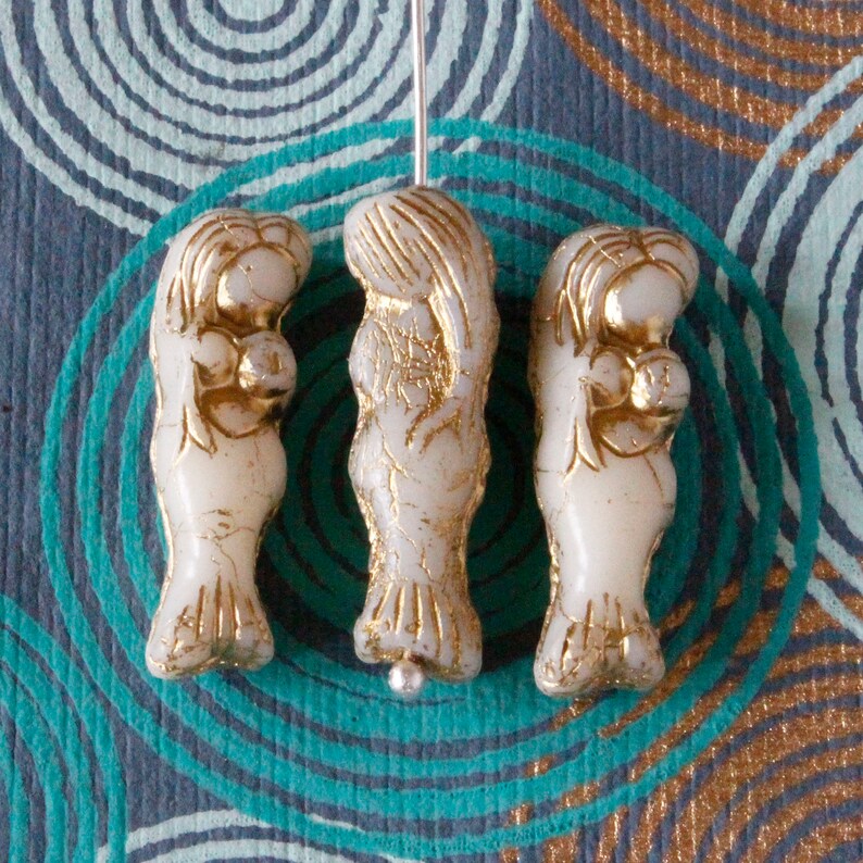 Glass Mermaid Beads Czech Glass Beads for Jewelry Making Etsy