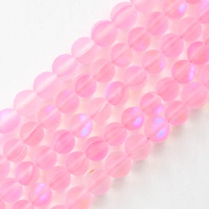 6mm, 8mm, or 10mm Round Glass Beads - Matte Light Pink Aura