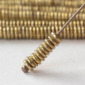 5mm Brass Heishi Disk Beads - Metal Spacer Beads - 5mm - 50