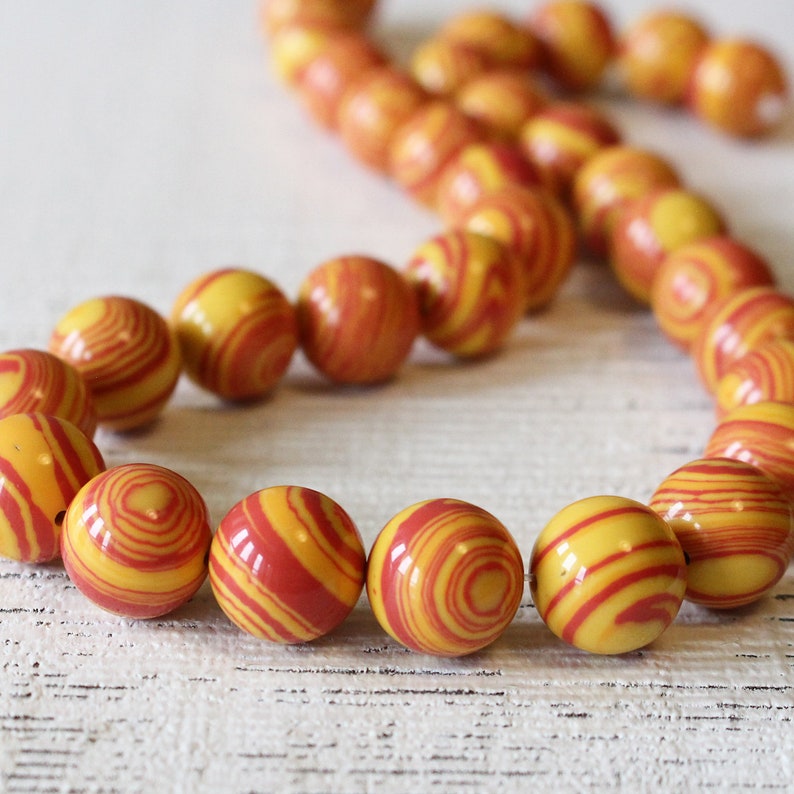 12mm Striped Synthetic Malechite Beads For Jewelry Making 12mm Round Gemstone 16 inches Colorful Striped Beads