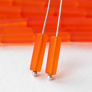 4 cuentas de tubo de 14 mm - Cuentas de vidrio reciclado - Cuentas de tubo esmeriladas para hacer joyas - Naranja - 30 cuentas