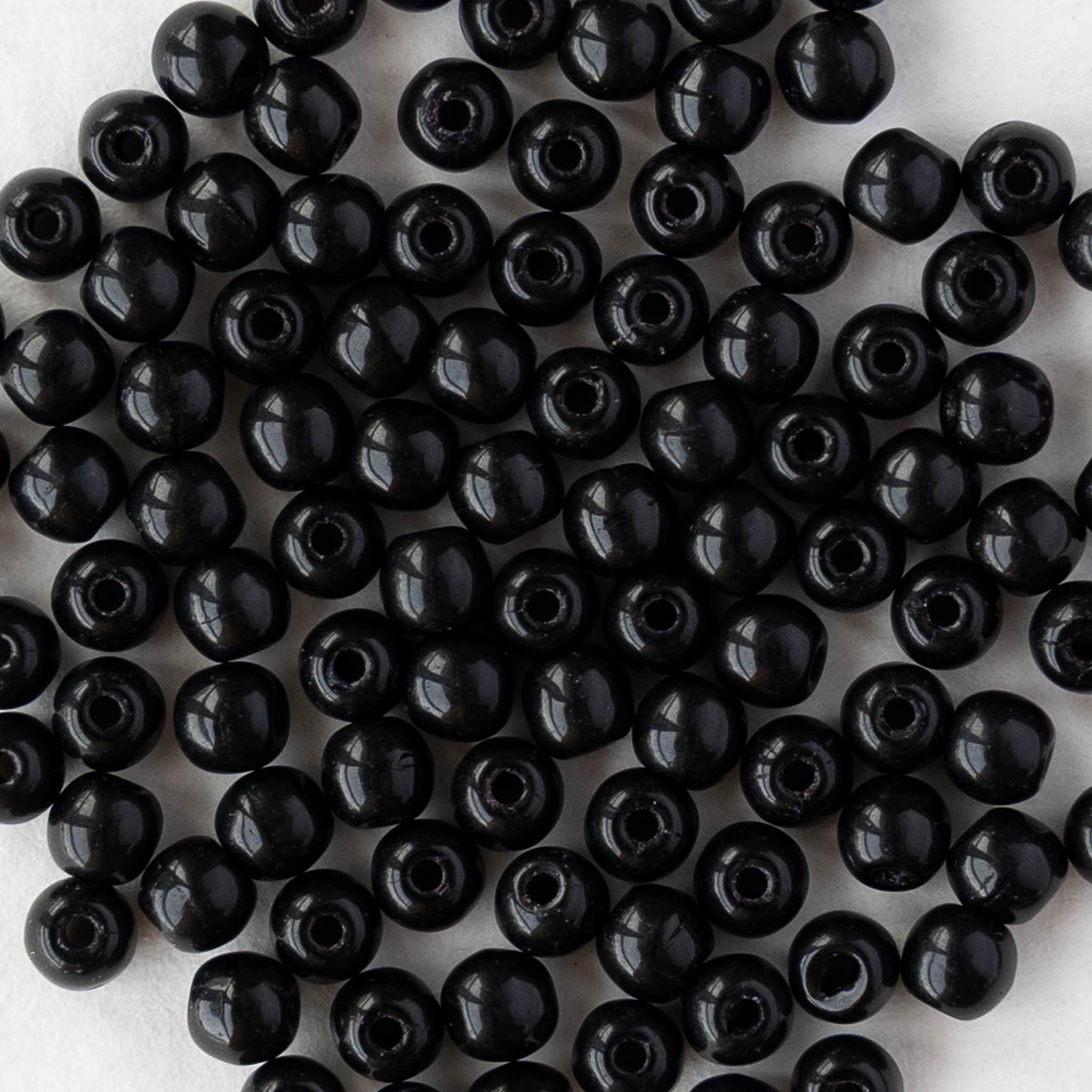 3mm Round Beads - Czech Glass - Opaque Black - 100 Beads - Etsy