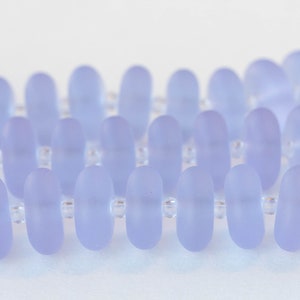 Sea Glass Rondelle Cultured Recycled Sea Glass Beads Jewelry Making Supply Frosted Glass Bead Lavender 28pc 12x5mm image 2